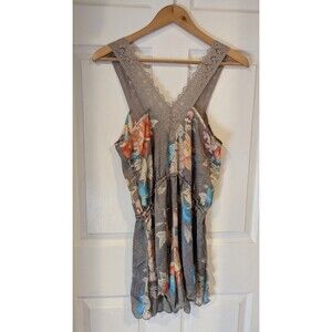 E by Eloise Women's Lounge Gray Romper‎ Floral Size S Anthro Loungewear Bedtime